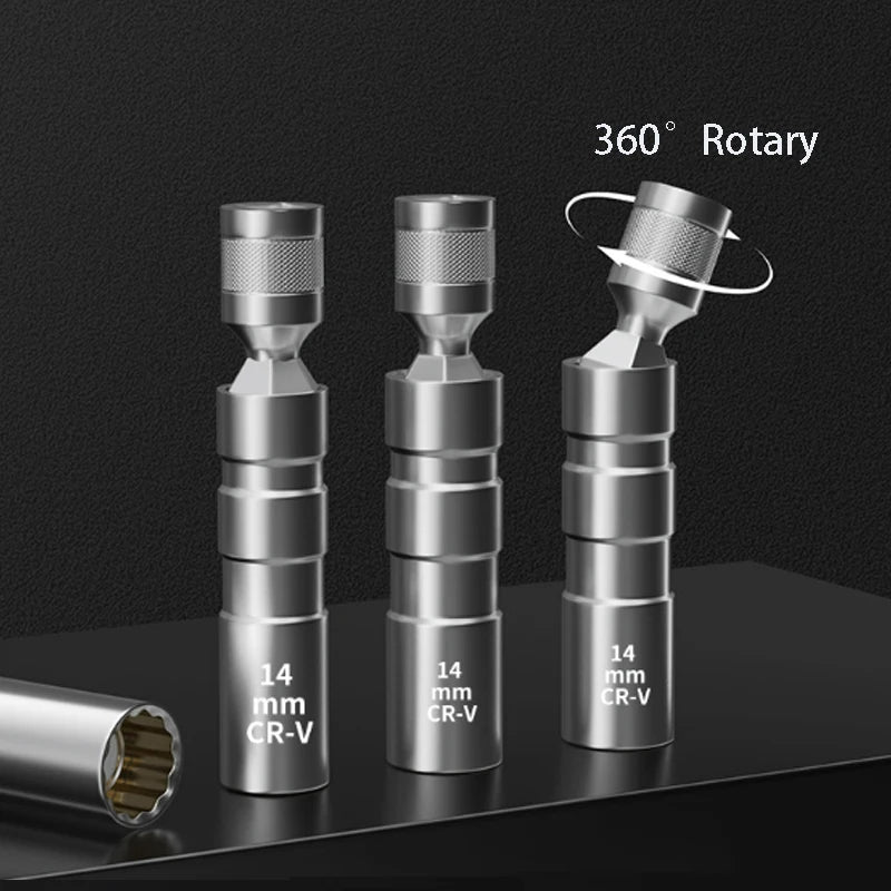 Magnetic Spark Plug Socket 14/16mm – 360° Rotary Removal Tool