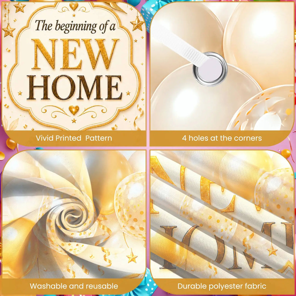 Welcome Home Housewarming Backdrop Banner 180x90cm Indoor