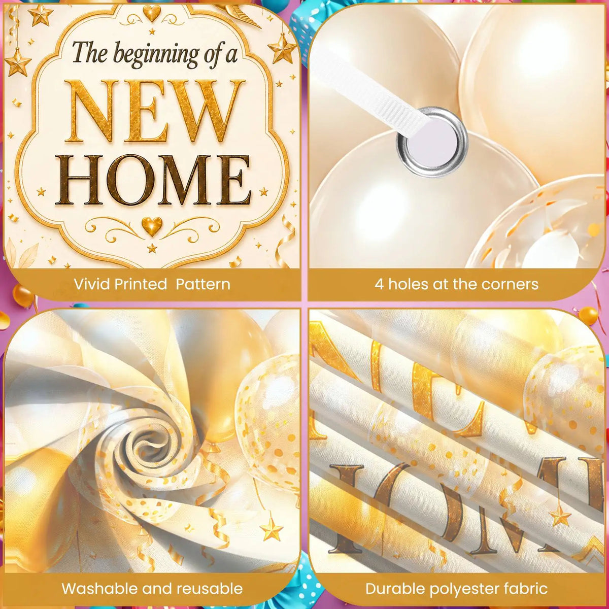 Welcome Home Housewarming Backdrop Banner 180x90cm Indoor