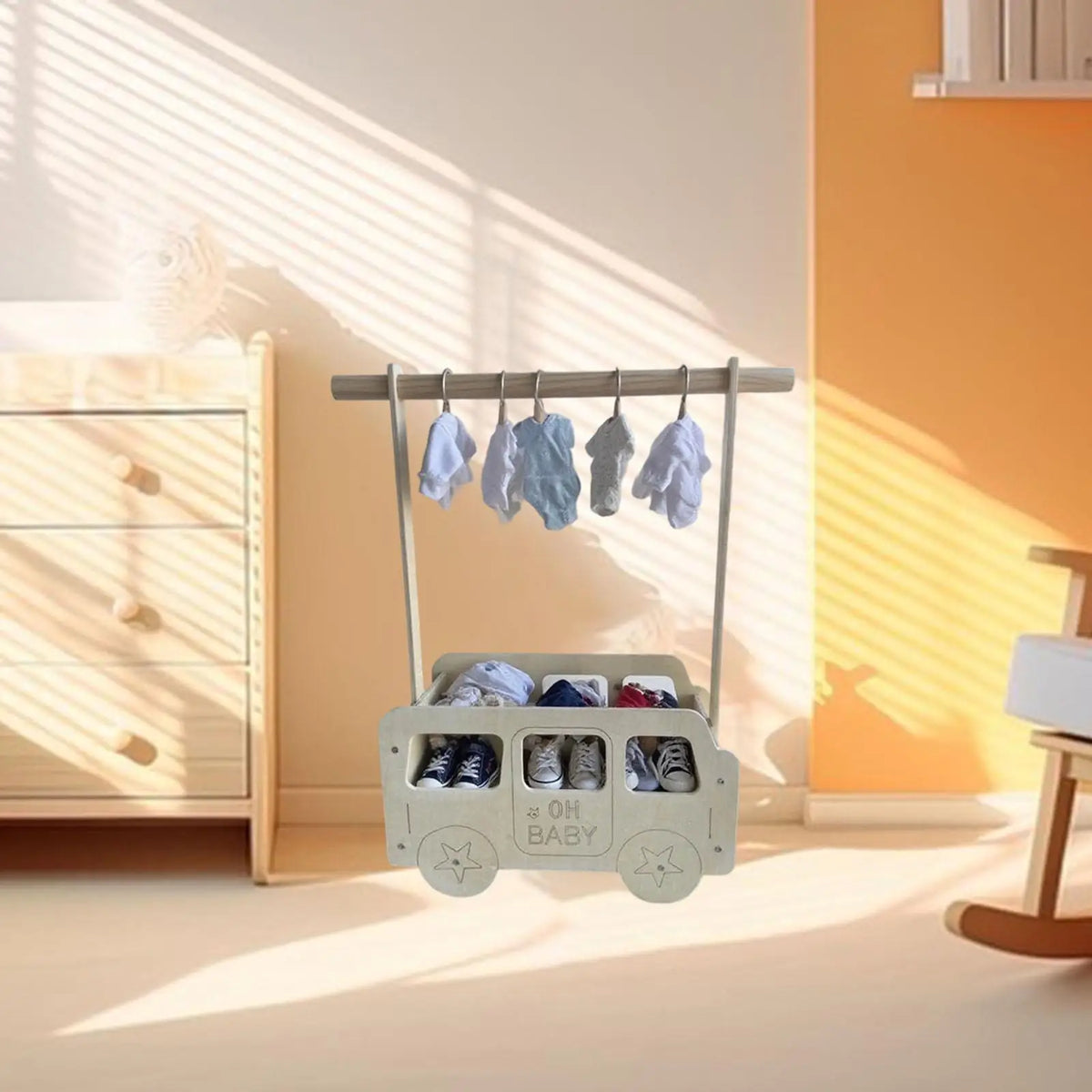Wooden Pet Clothing Rack & Toy Storage Basket – Freestanding