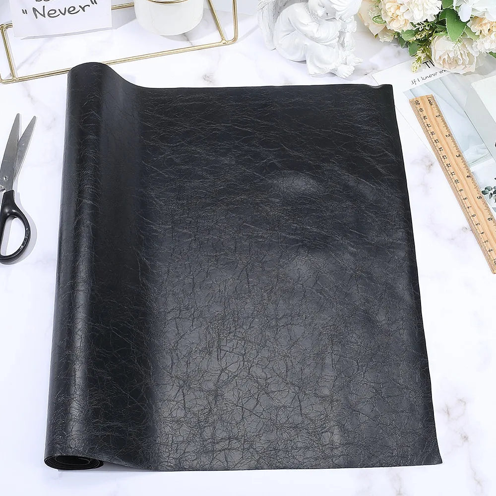 Black PU Leather Fabric Sheet for DIY Crafts & Upholstery 54"x16"