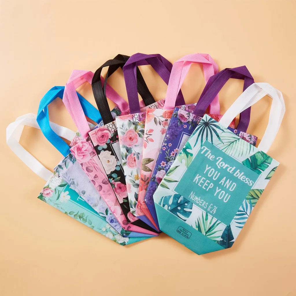 Bible Verse Floral Non-Woven Gift Tote Bag | Holiday Christmas