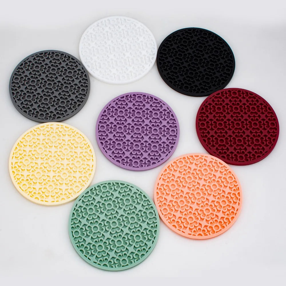 6-Pack Floral Silicone Coasters – Heat Resistant Non-Slip Mats