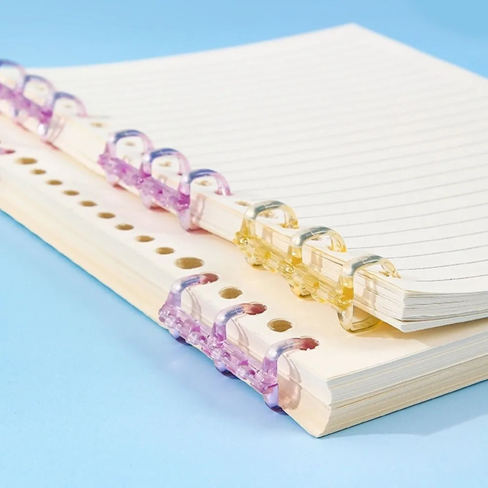 Transparent 3-Hole Plastic Loose Leaf Binder Rings – 7 Colors