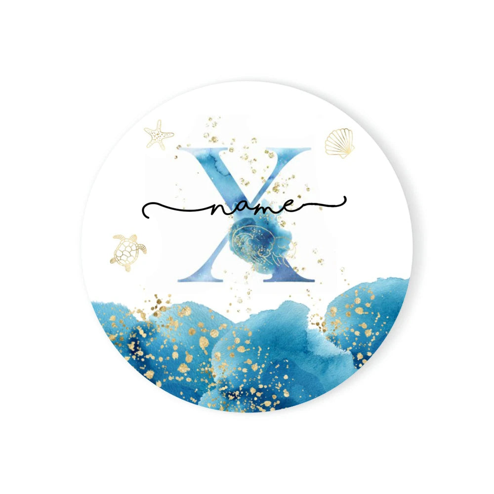 Personalized Ceramic Coaster – Custom Name & Ocean Design Gift