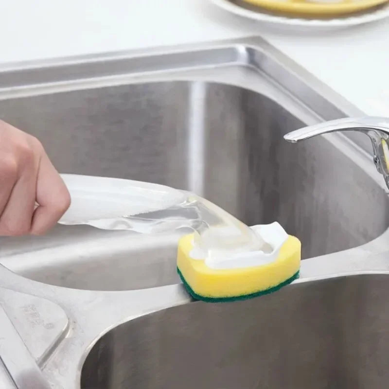 Refillable Soap Dispenser Dish Brush – Kitchen Sponge Scrubber
