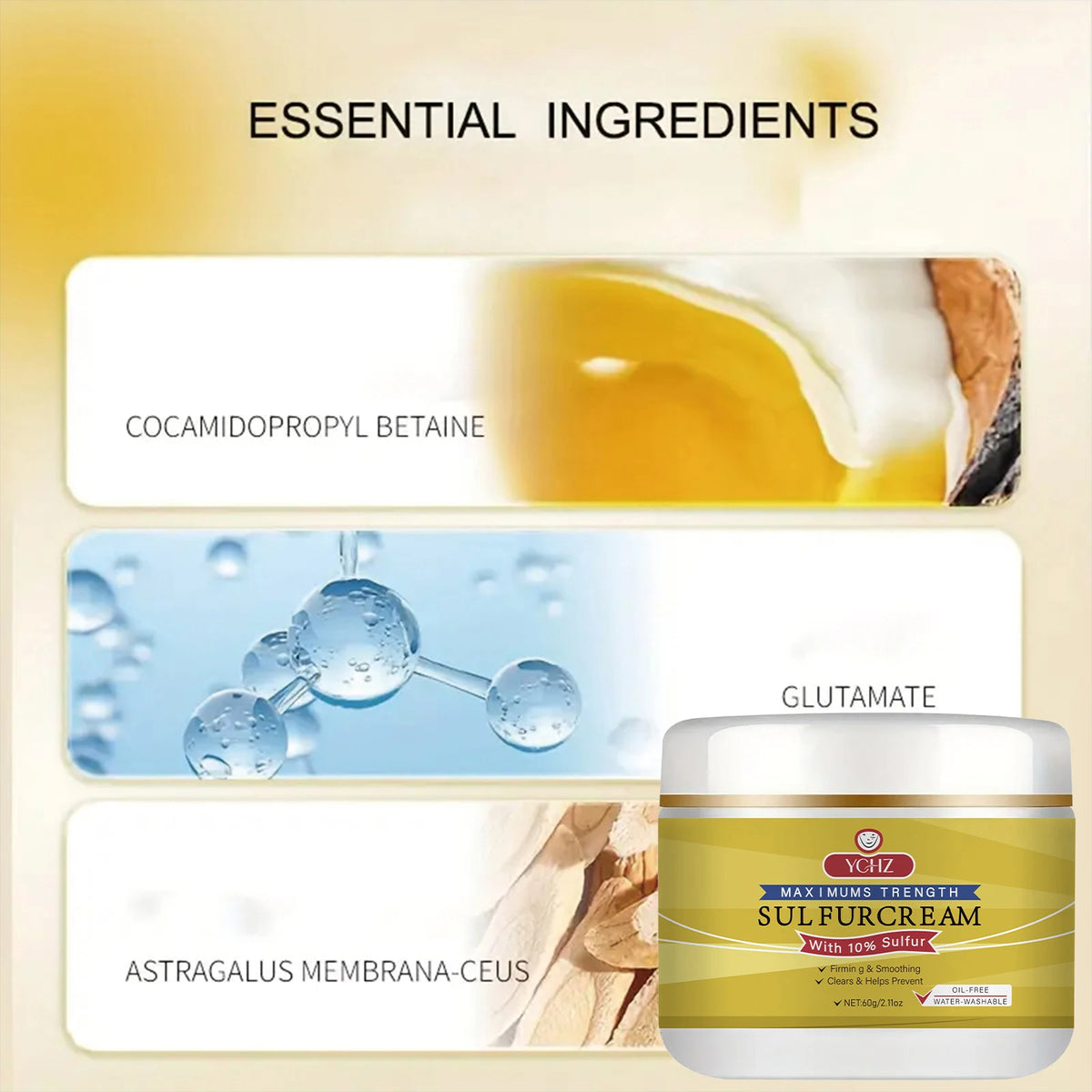 YCHZ Sulfur Face Cream – Brightening & Moisturizing 60g