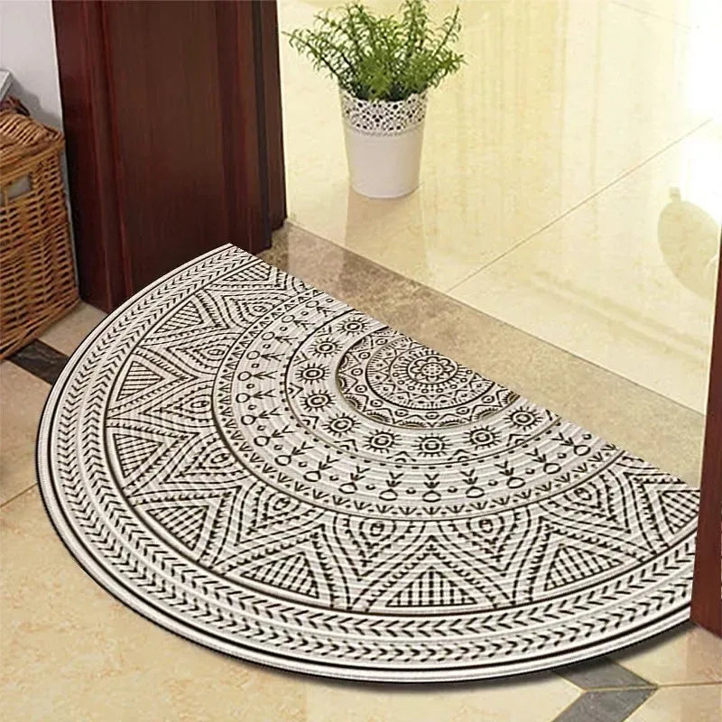 Semi-Circular Vintage Floral Non-Slip Floor Mat | Porch & Entry