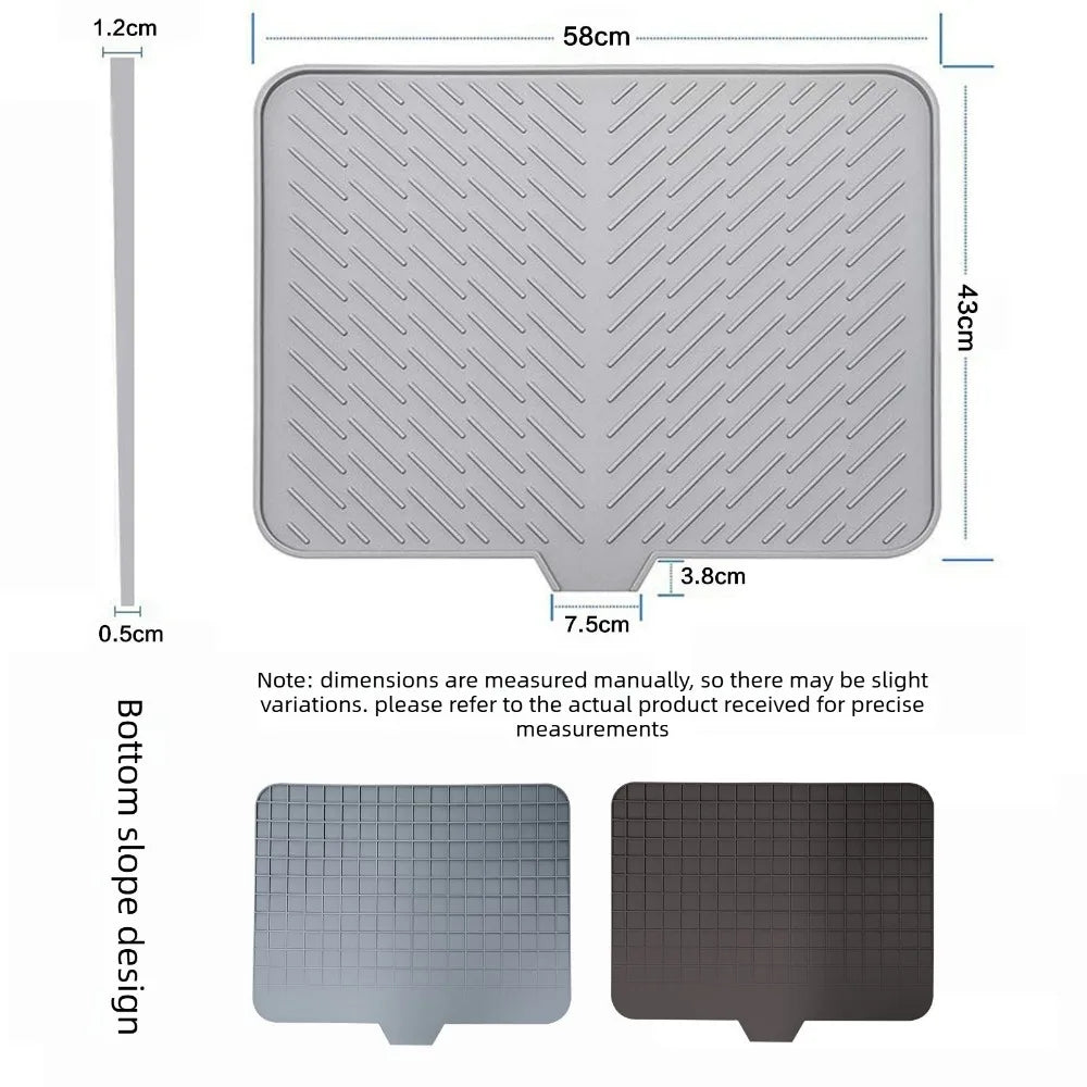 Silicone Sloped Drain Mat – Non-Slip Dish Drying Pad for Kitchen