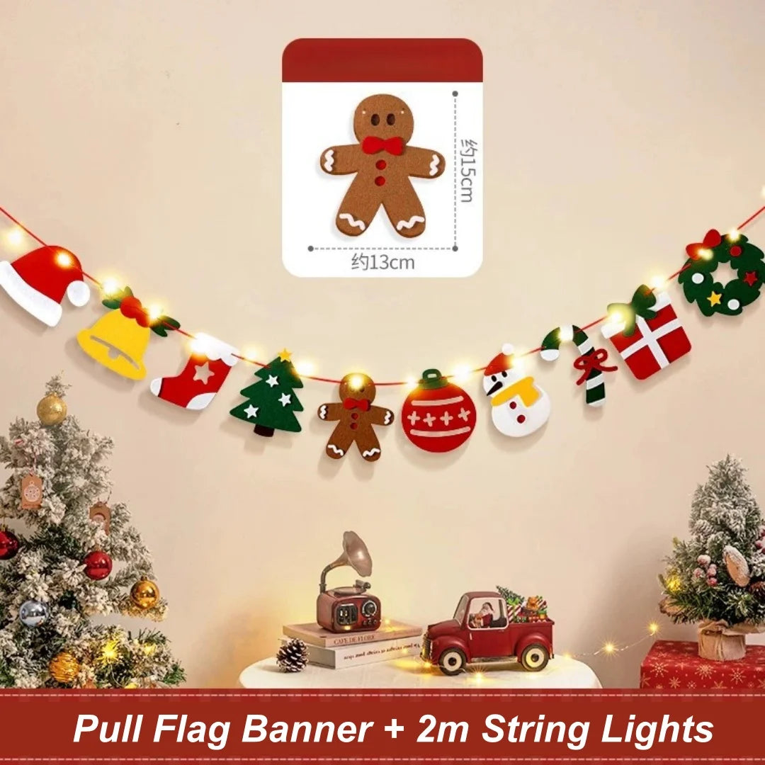 DIY Christmas Pull Flag Banner with LED Lights – Holiday Décor