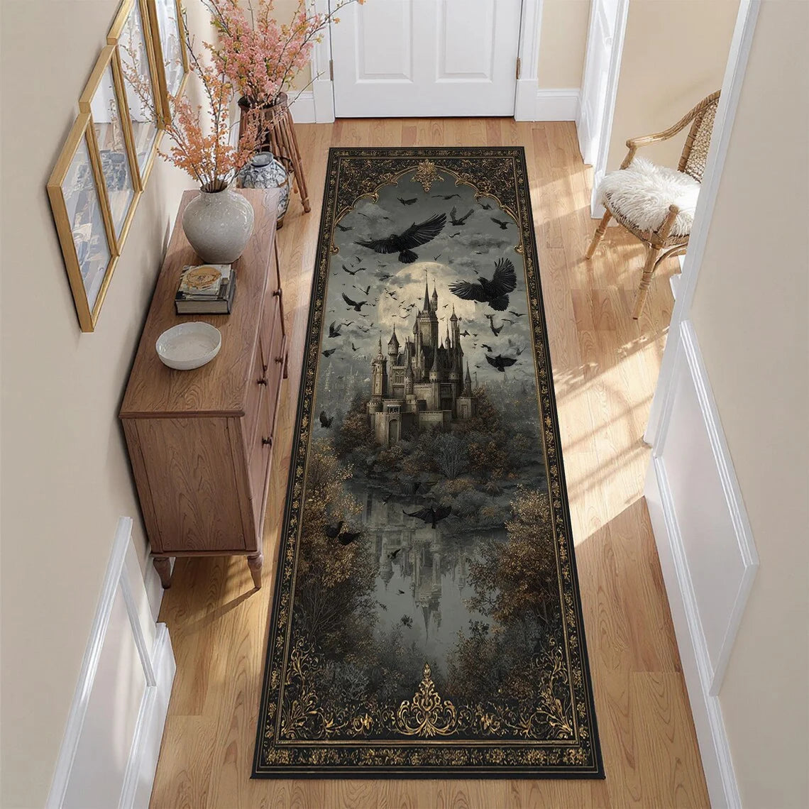 Gothic Octopus Runner Rug – Vintage Red Kraken Non-Slip Mat