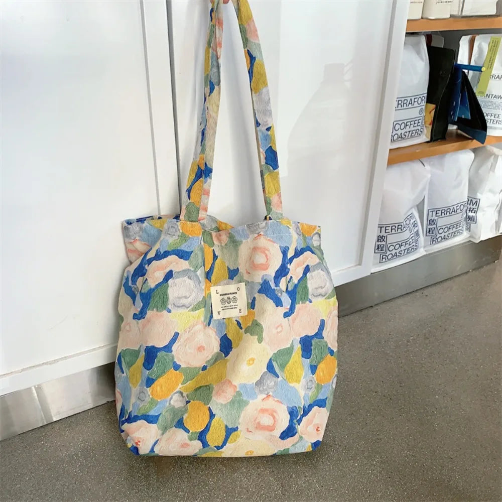 Women's Vintage Floral Cotton Shoulder Bag – Large Tote