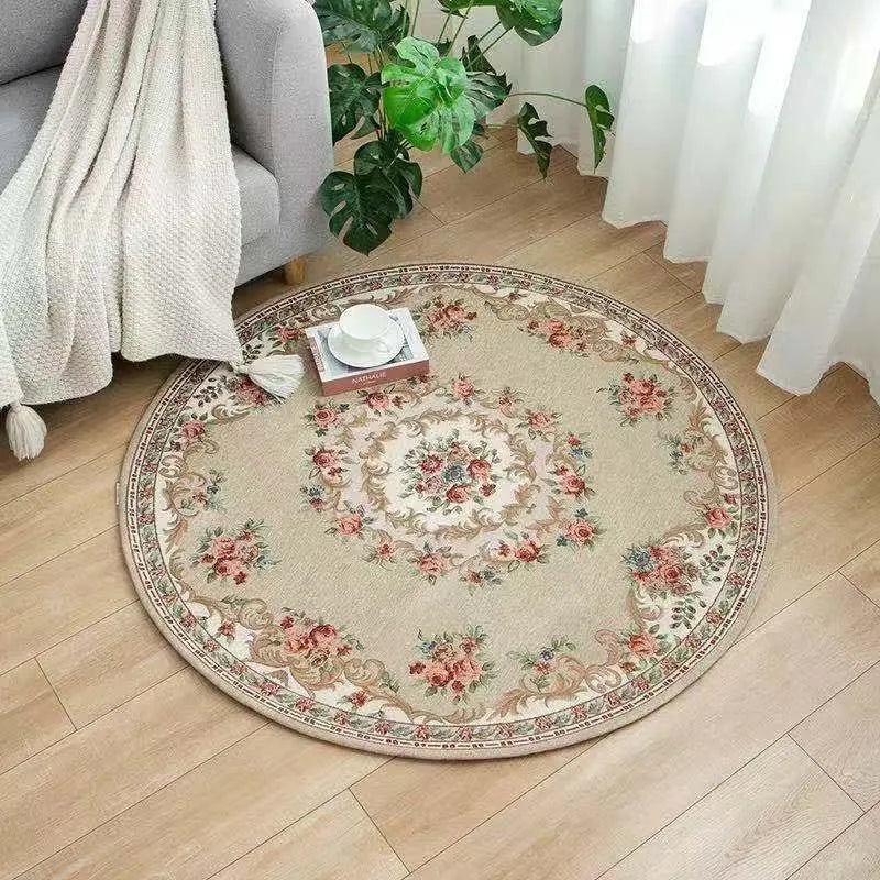 Vintage Persian Round Area Rug | Bohemian Ethnic Bedroom Decor