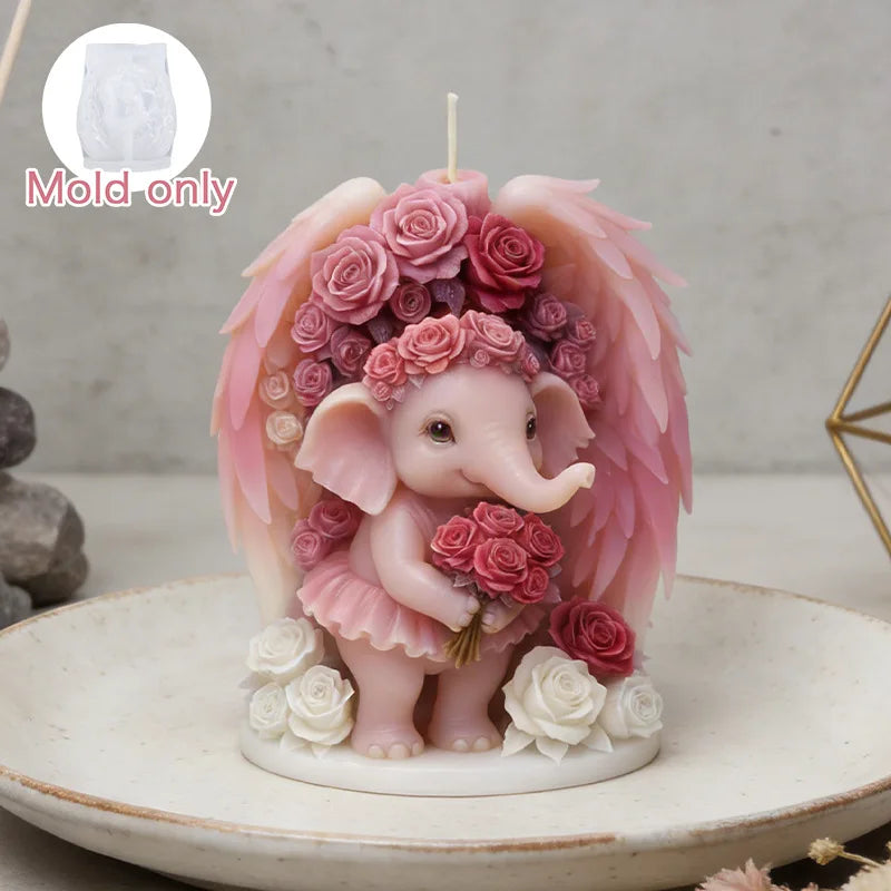 3D Angel Elephant Silicone Candle Mold – DIY Resin & Gypsum