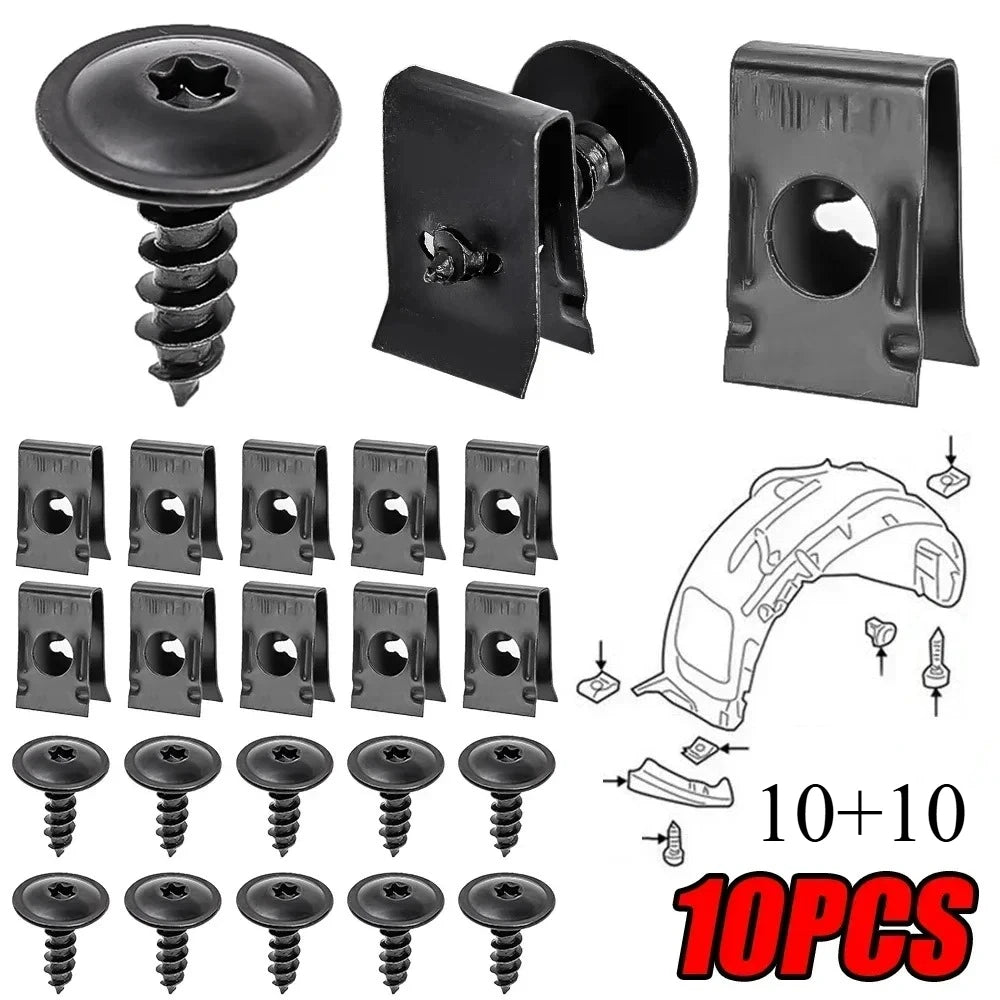 U-Shaped Metal Retaining Clips Kit with Self-Tapping Screws