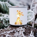 Kawaii Animal Enamel Mug – Kids Horse & Deer Print Cup