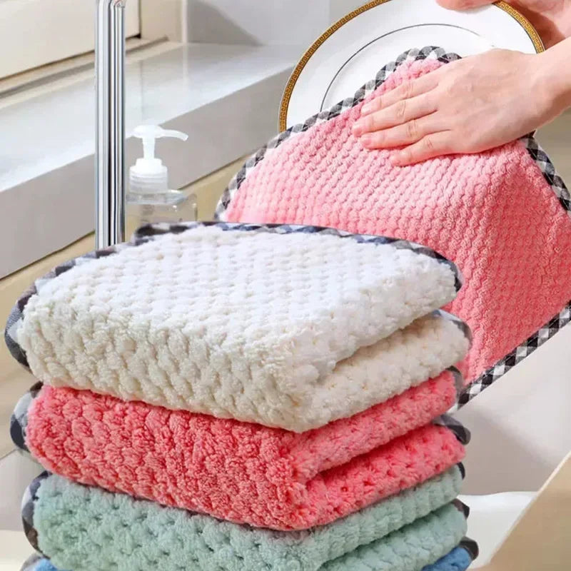 Double-Sided Coral Fleece Microfiber Cleaning Cloth 25x25cm