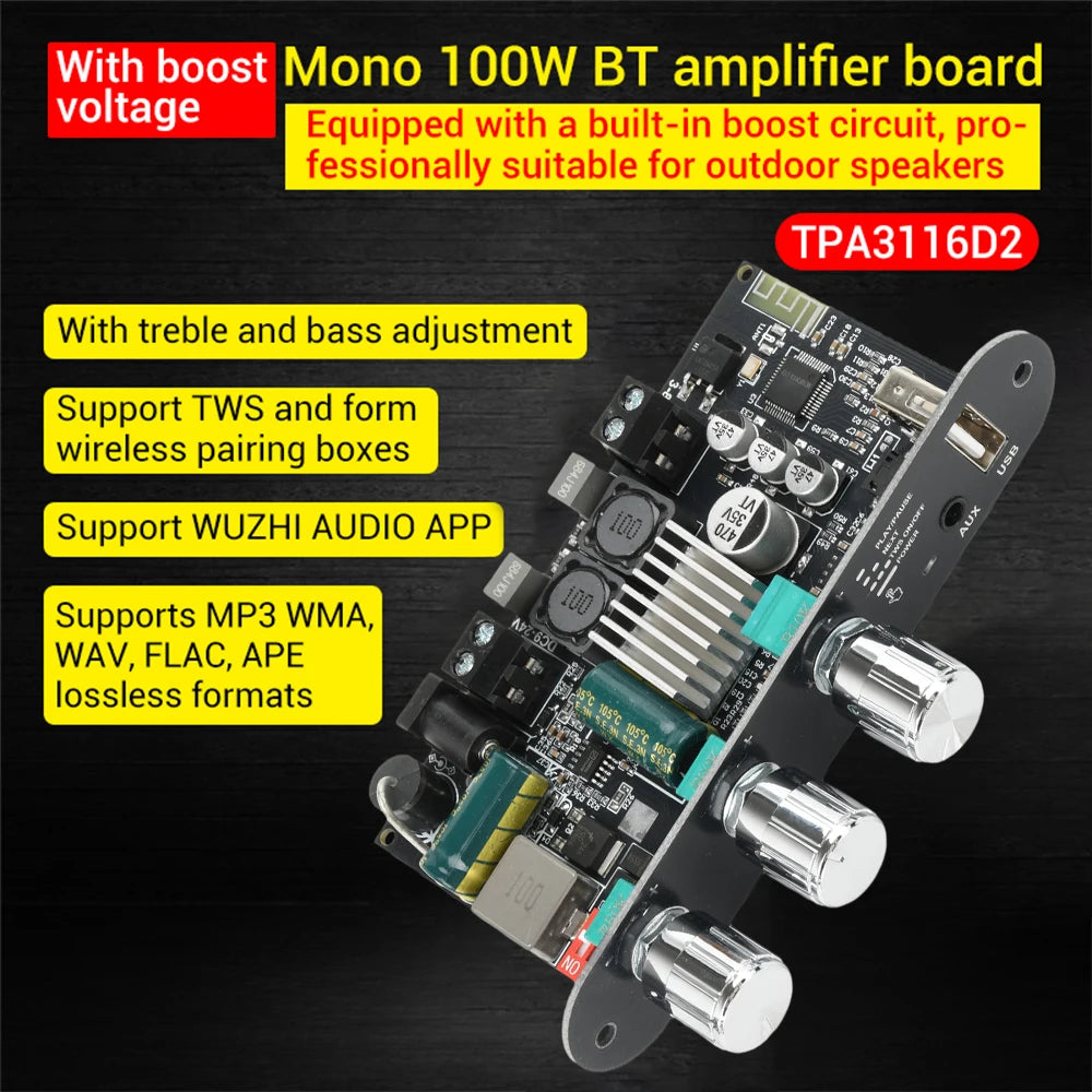 ZK-1001U 100W Mono Bluetooth 5.3 Amplifier Board TPA3116D2