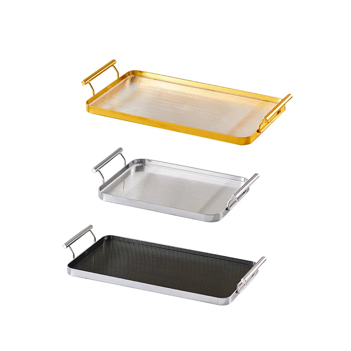 Kesoto Luxury Metal Decorative Tray with Handles | Coffee Table