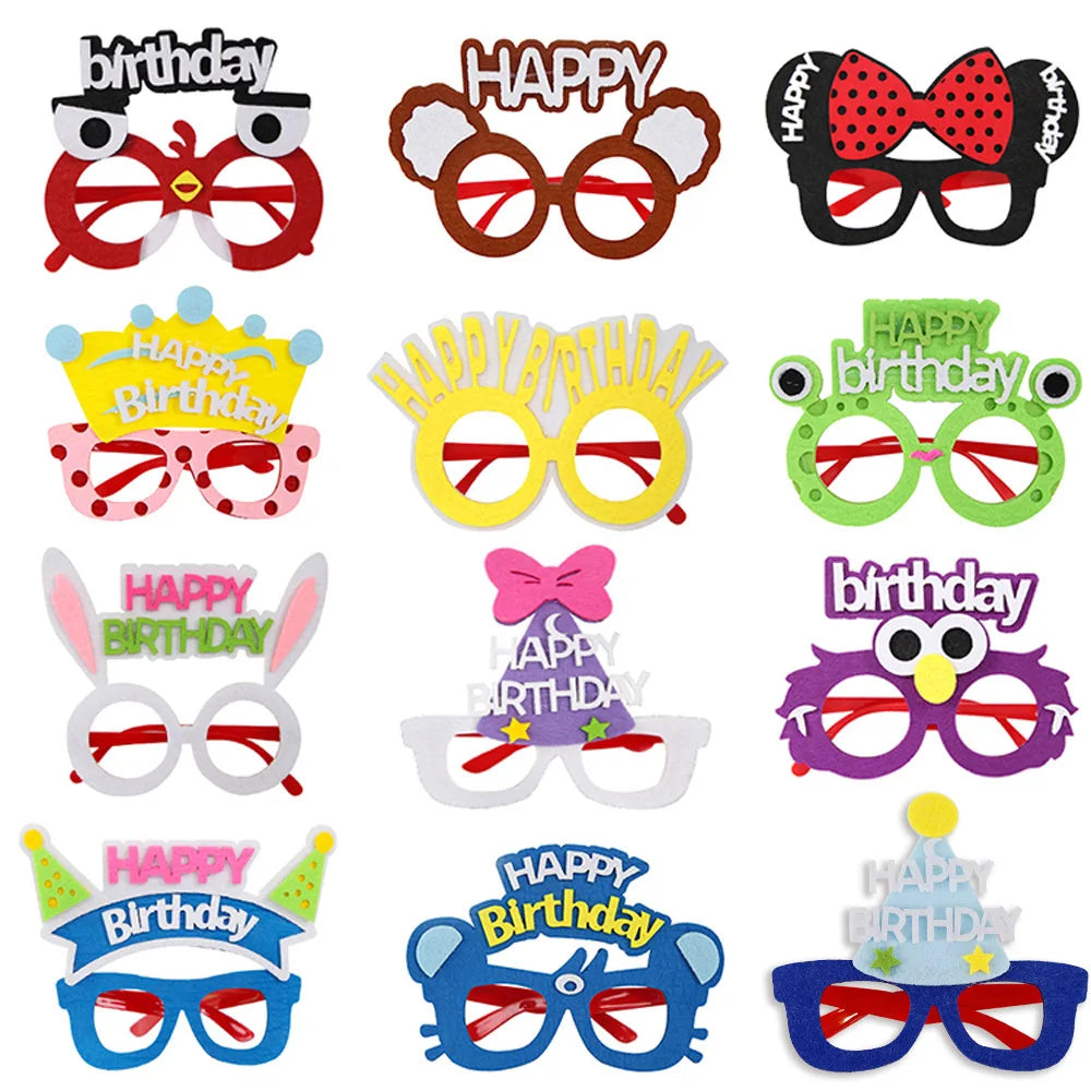 Kids Birthday Cartoon Animal Felt Glasses – Fun Party Props