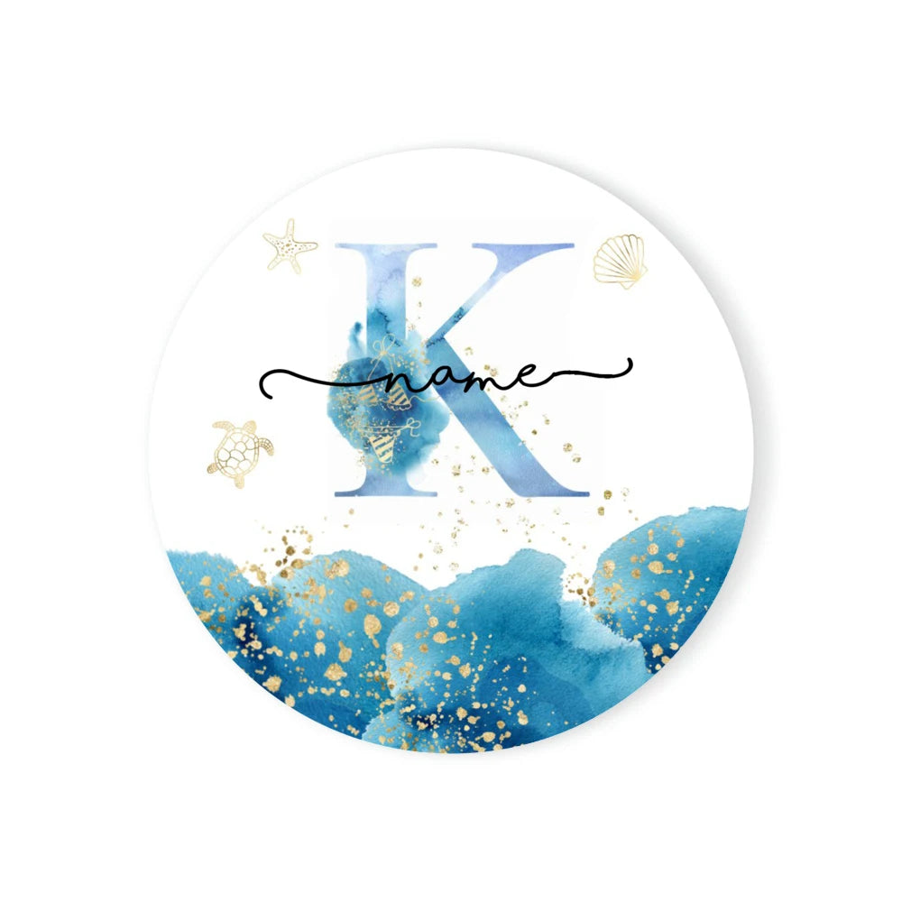 Personalized Ceramic Coaster – Custom Name & Ocean Design Gift