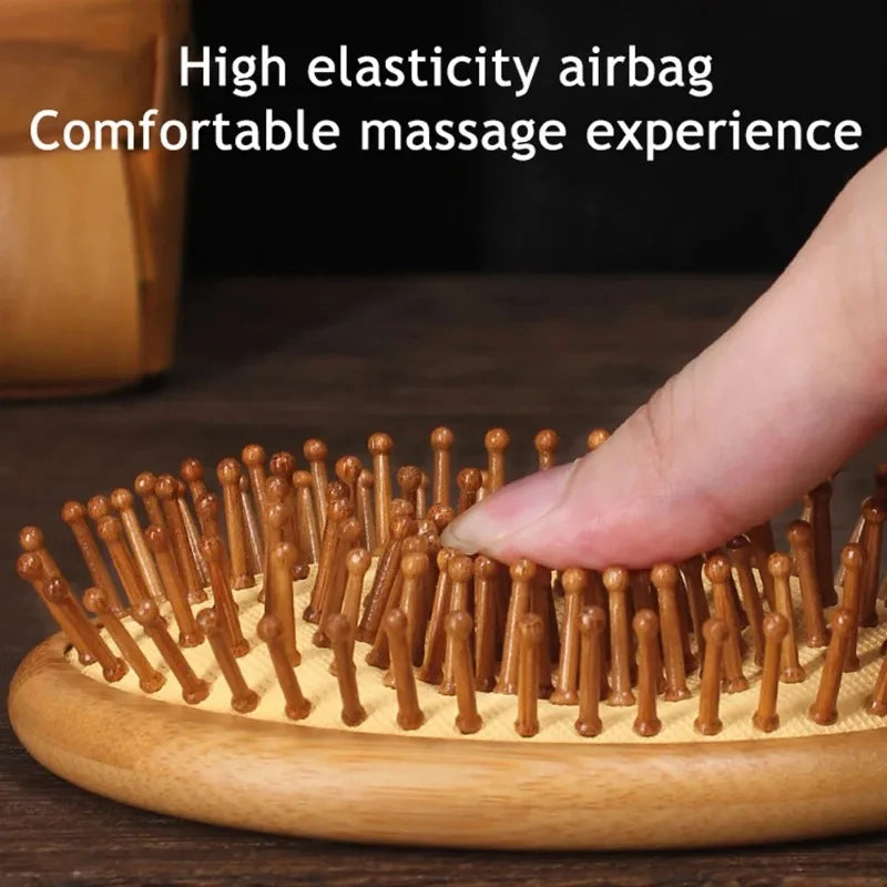 Natural Bamboo Scalp Massage Comb – Anti-Static Hair Brush