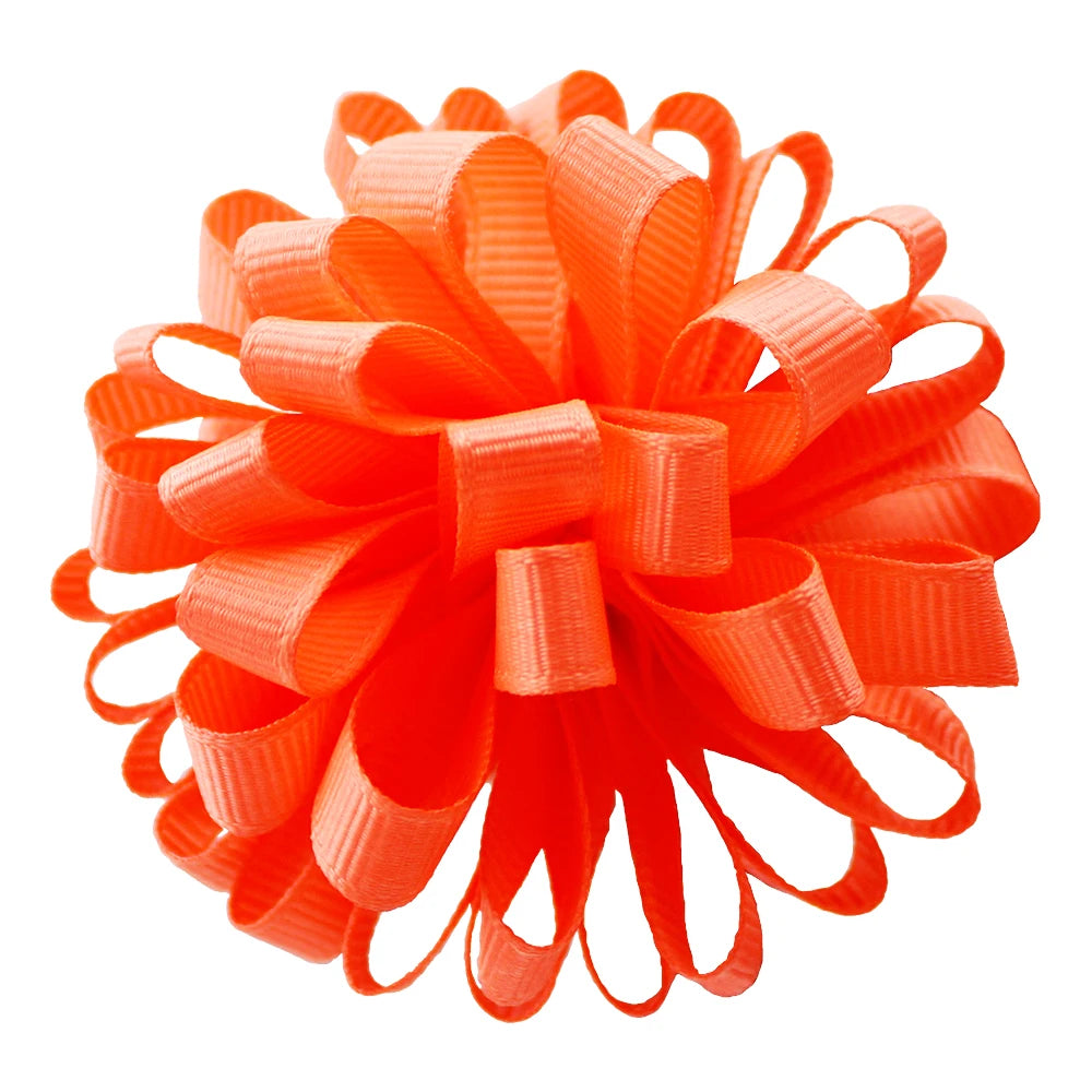 2-Pack Girls Grosgrain Ribbon Loopy Puff Hair Bow Clips