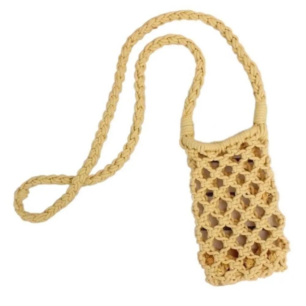Woven Crochet Crossbody Phone Bag – Lightweight Shoulder Purse
