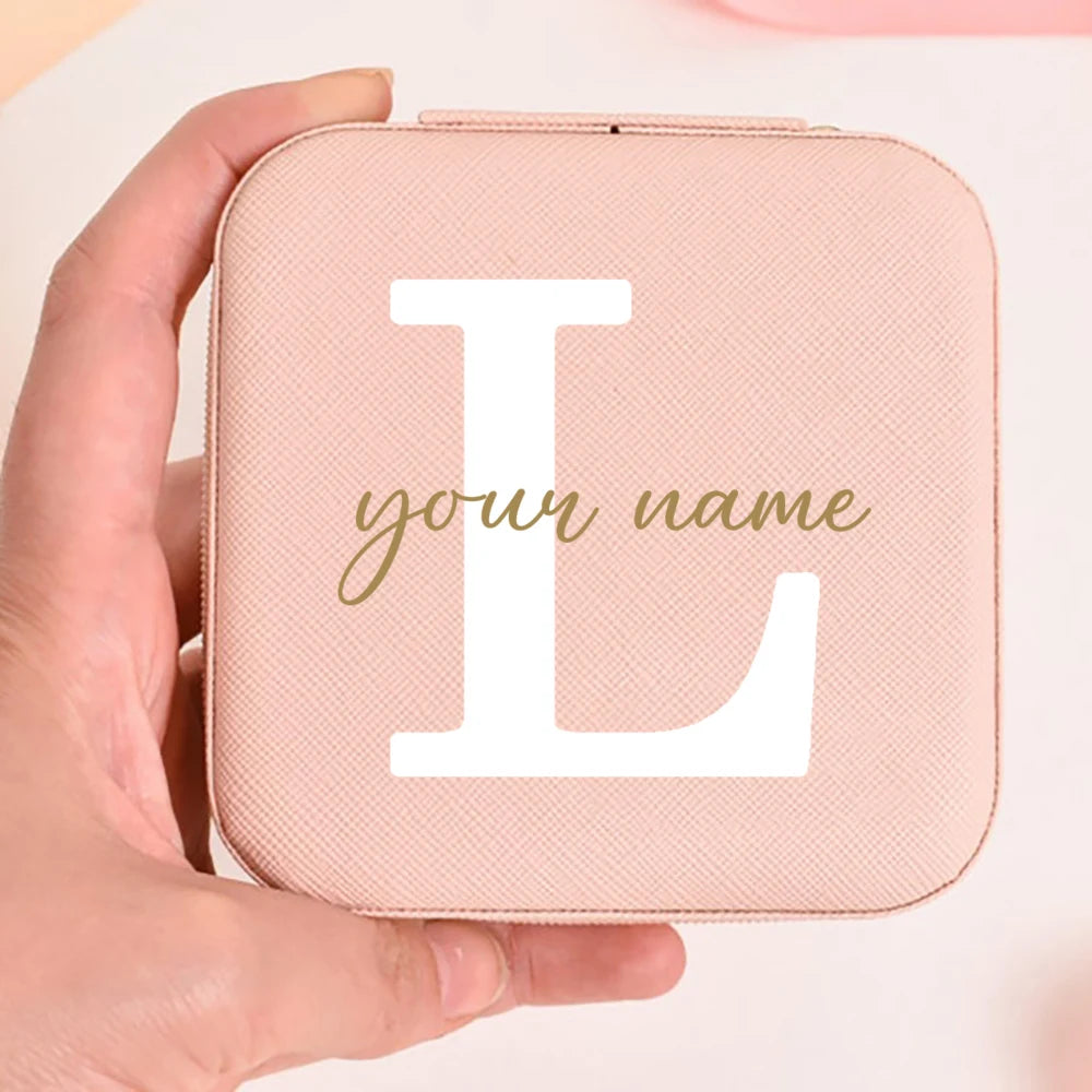 Personalized Faux Leather Jewelry Box – Custom Name & Initial