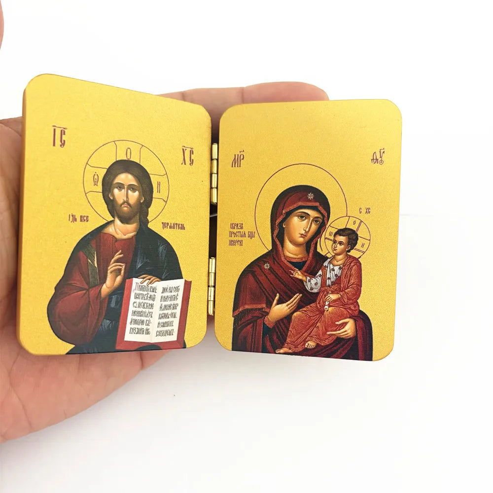 Wooden Orthodox Diptych Icon – Jesus Christ & Virgin Mary
