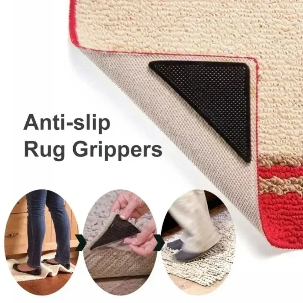 4-Pack Anti-Slip Rug Corner Pads – Strong Grip, Reusable