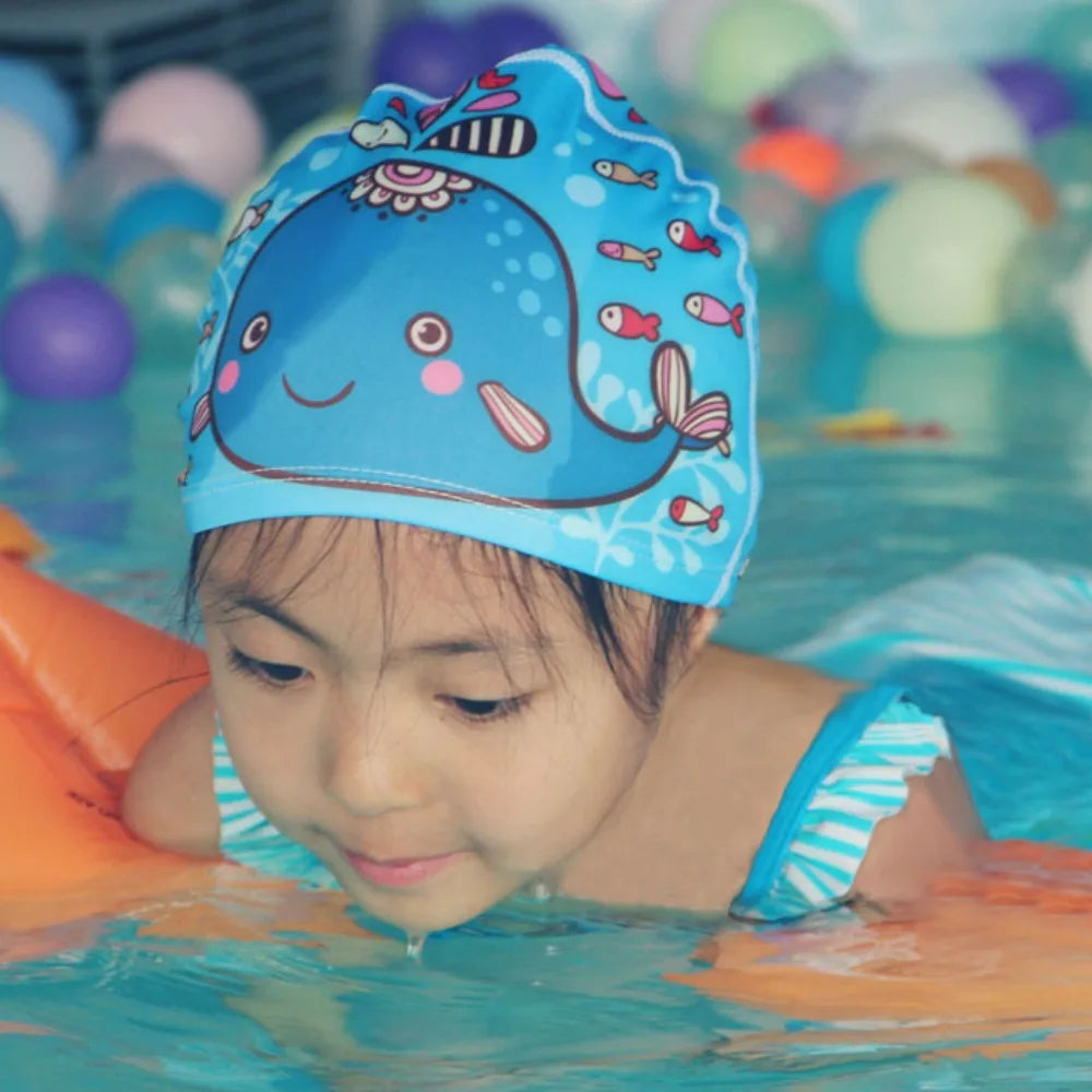 Cartoon Kids Swim Cap – Waterproof Baby & Children Swim Hat
