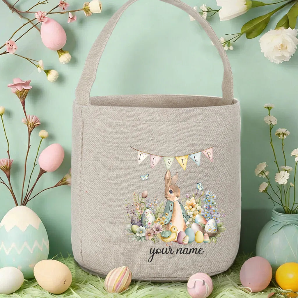 Personalized Easter Basket – Custom Name Foldable Bunny Bag