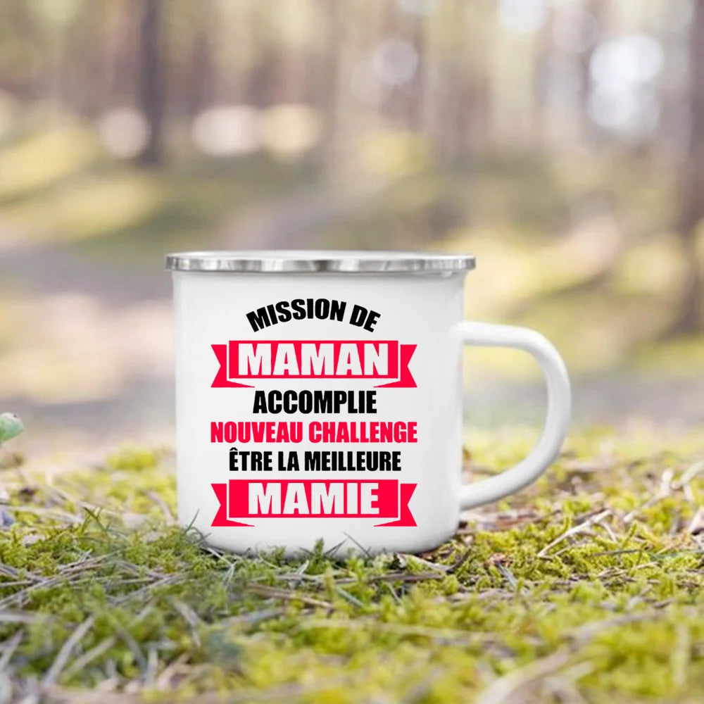 Super Papy Mamie Enamel Mug – Grandma & Grandpa Gift