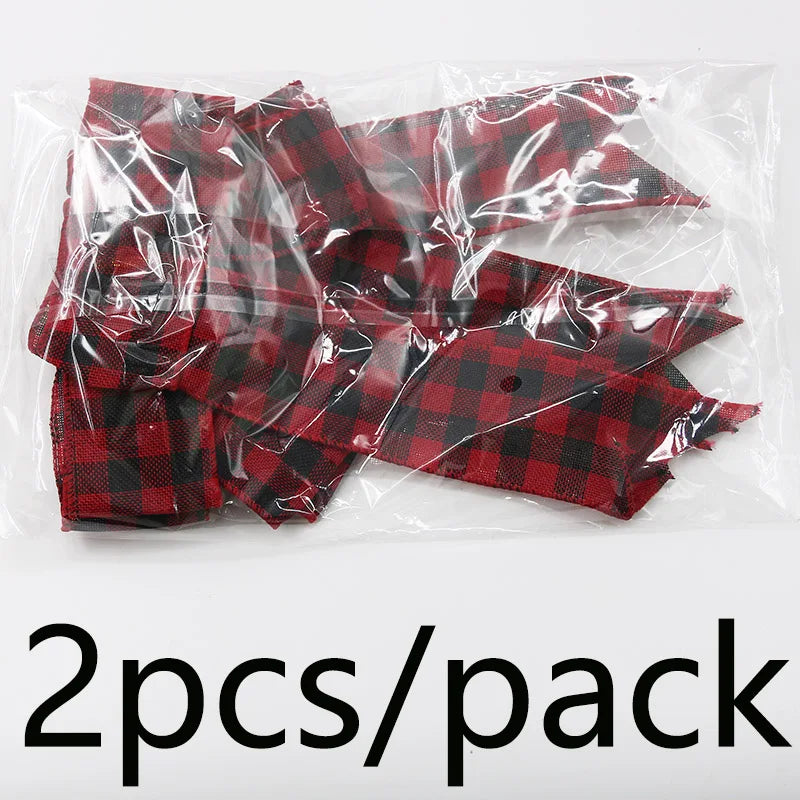 Linen Ribbon Bow Christmas Wreath & Tree Decoration – 2-Pack