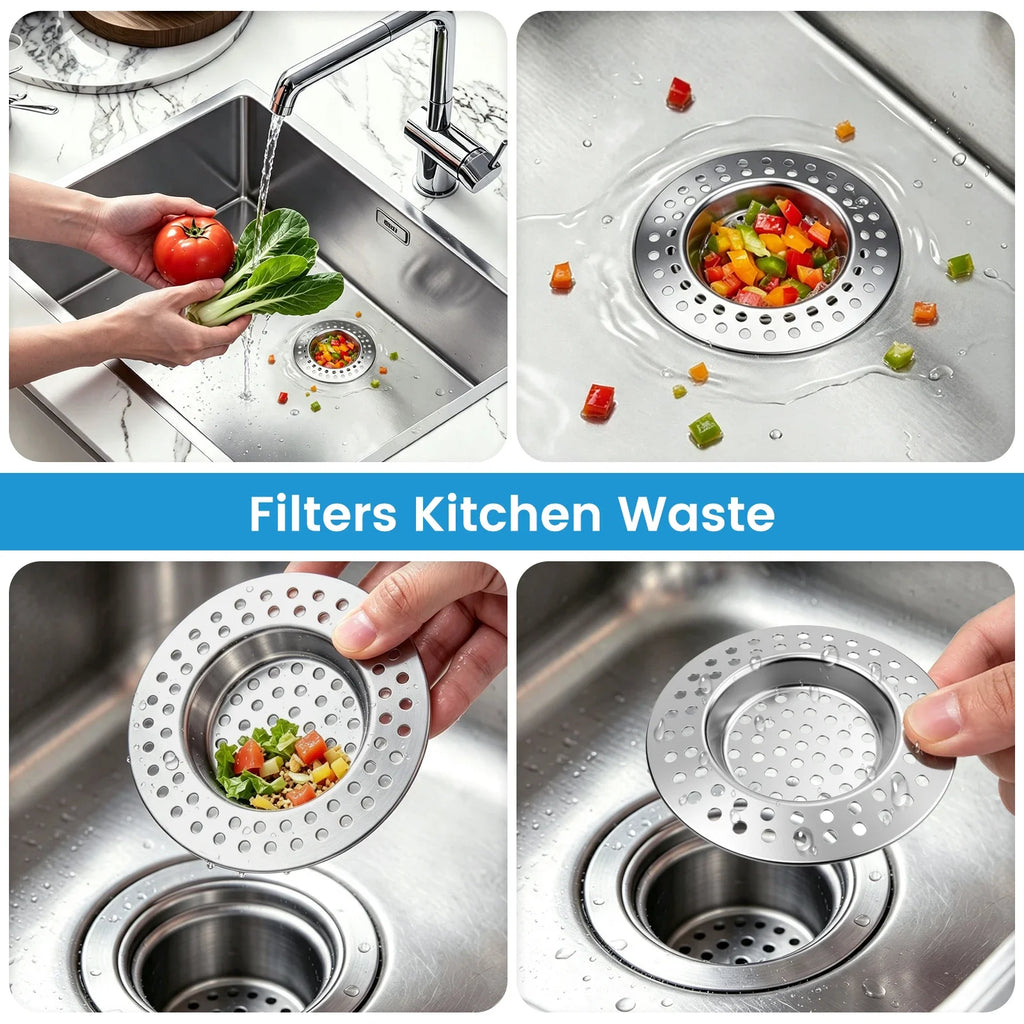 Stainless Steel Sink Strainer & Pop-Up Drain Filter Basket