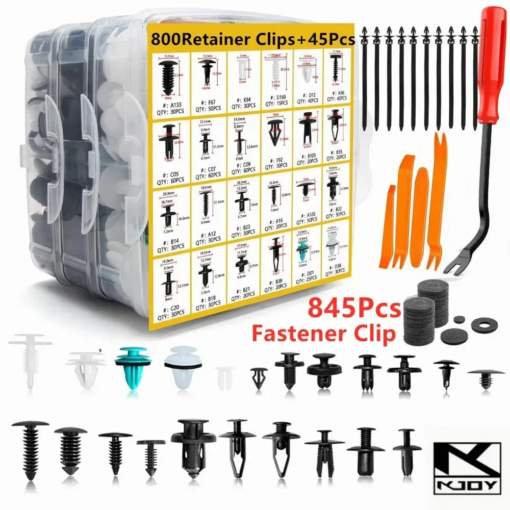 kkjoy 800Pcs Universal Car Retainer Clips & Push Pins – 16 Sizes