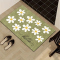 Sage Green Daisy Hello Doormat – Floral Anti-Slip Entrance Rug