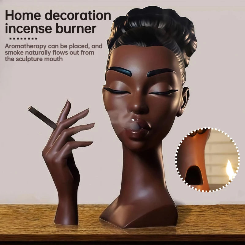 Black Woman Sculpture Aromatherapy Incense Burner | Resin Art