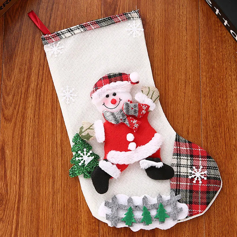 Oversized Christmas Stocking Gift Bag | Snowman Fabric Décor
