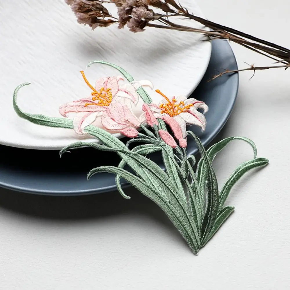 3D Orchid Iron-On Embroidery Patch – Chinese Style DIY Craft