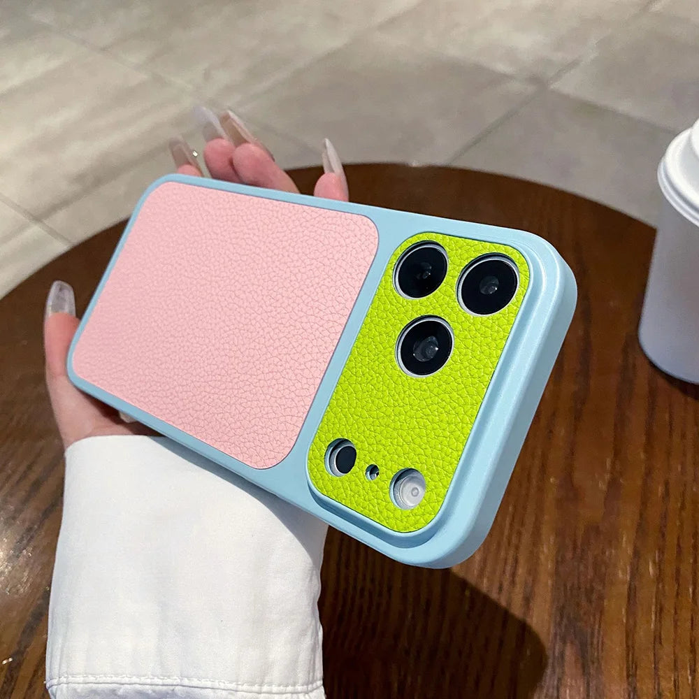 Lichee Leather iPhone Case – Shockproof Camera Window Cover