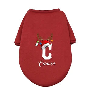 Personalised Christmas Dog Hoodie | Custom Name Pet Clothes