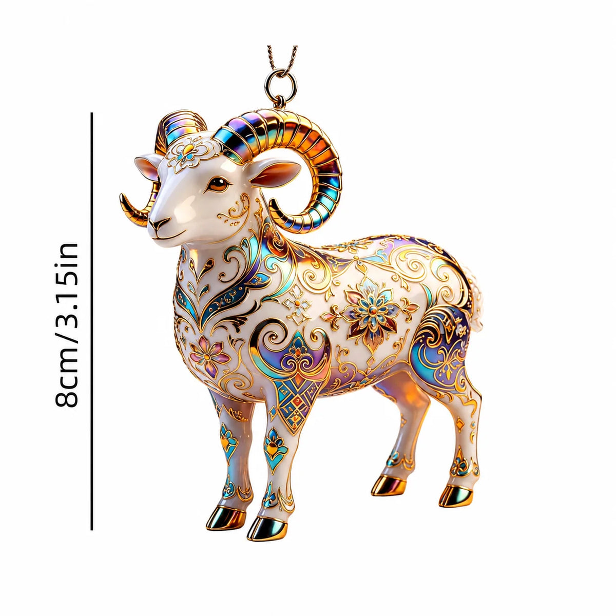 Ornate Floral Sheep Acrylic Christmas Tree Hanging Ornament