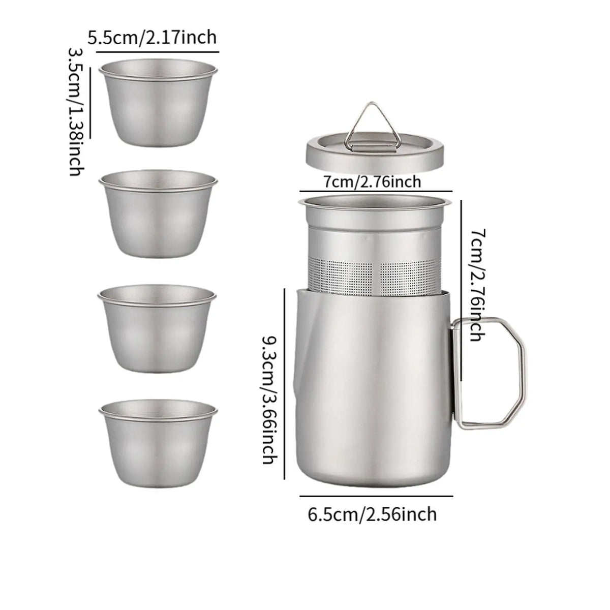 Titanium Kung Fu Tea Set – Portable Travel Teapot & 4 Cups