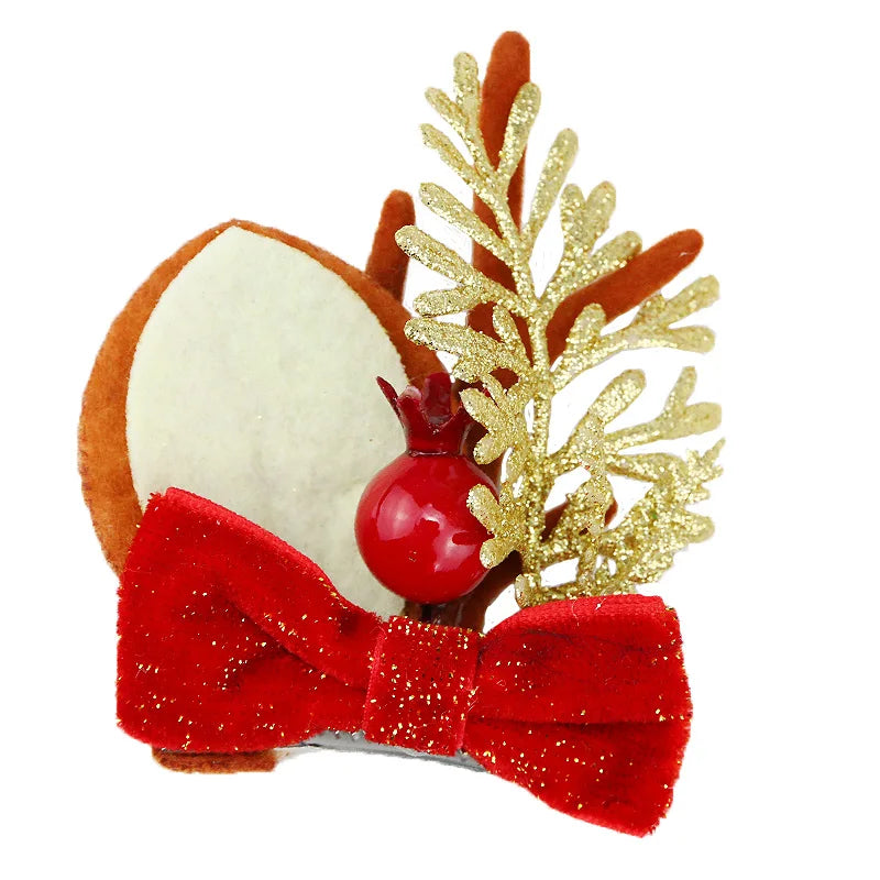 2-Pack Christmas Antler Hair Clips – Cute Velvet Holiday Accessory