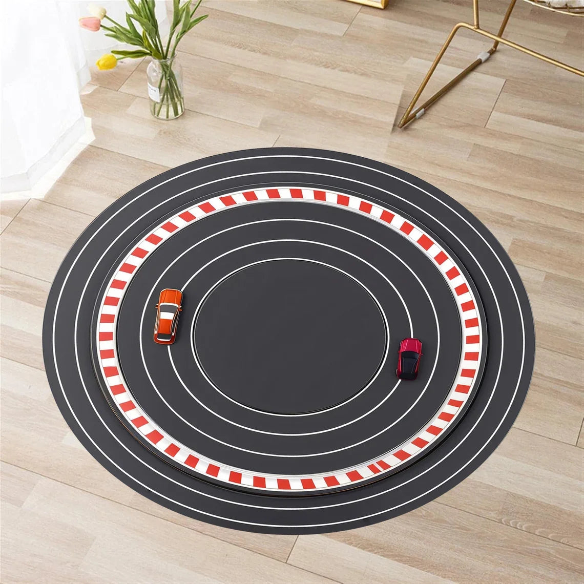 Round Racing Theme Play Rug – Kids Interactive Floor Mat