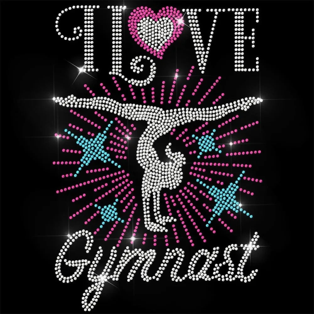 Rhinestone Iron-On Gymnast Patch – Large Hotfix Bling Transfer 11.6"