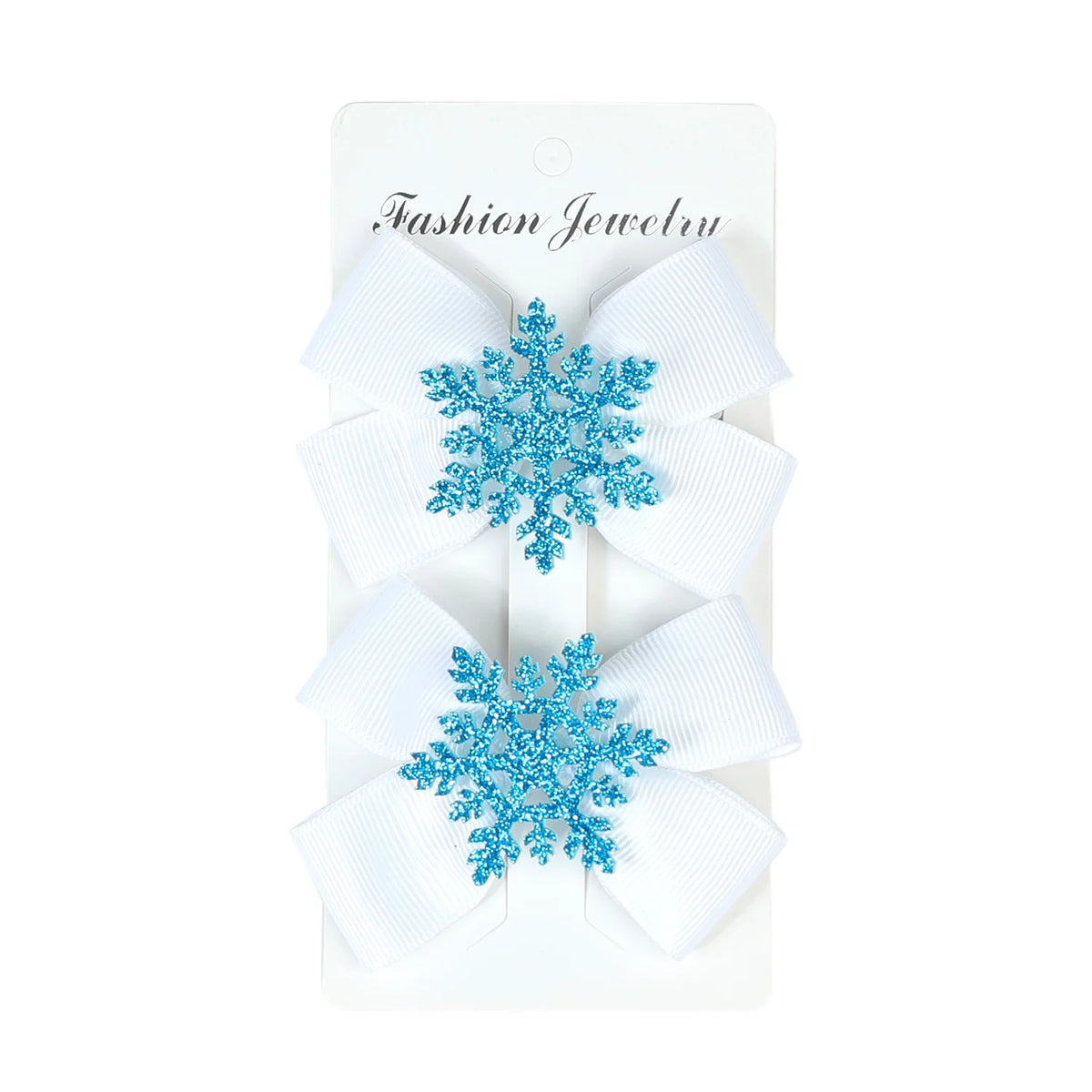 2-Pack Christmas Bow Hair Clips – Santa Snowflake Hairpins