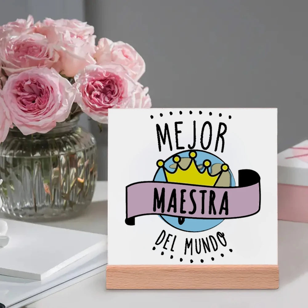 Spanish Ceramic Plaque Sign – Teacher & Graduation Gift Décor